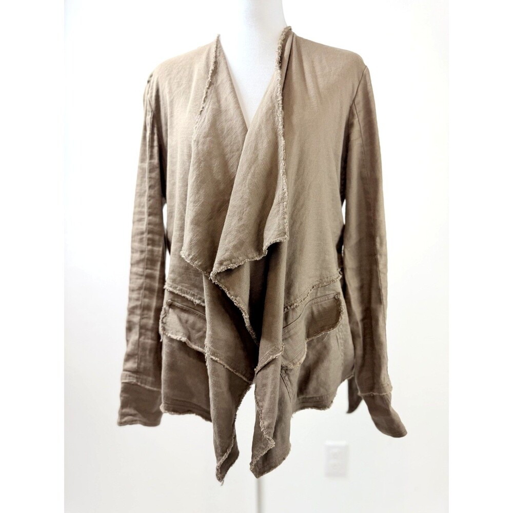 Free People Movement Linen Blend Drape Front Cardigan Jacket Womens Small Boho